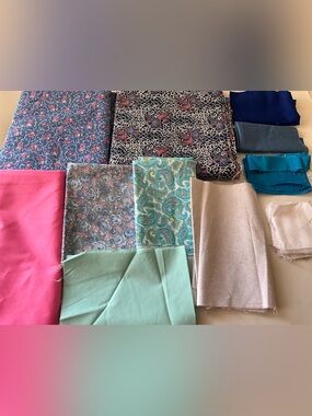 Quilting Sewing Crafting Fabric Lot Paisley Floral Pink Blue Green Cotton
